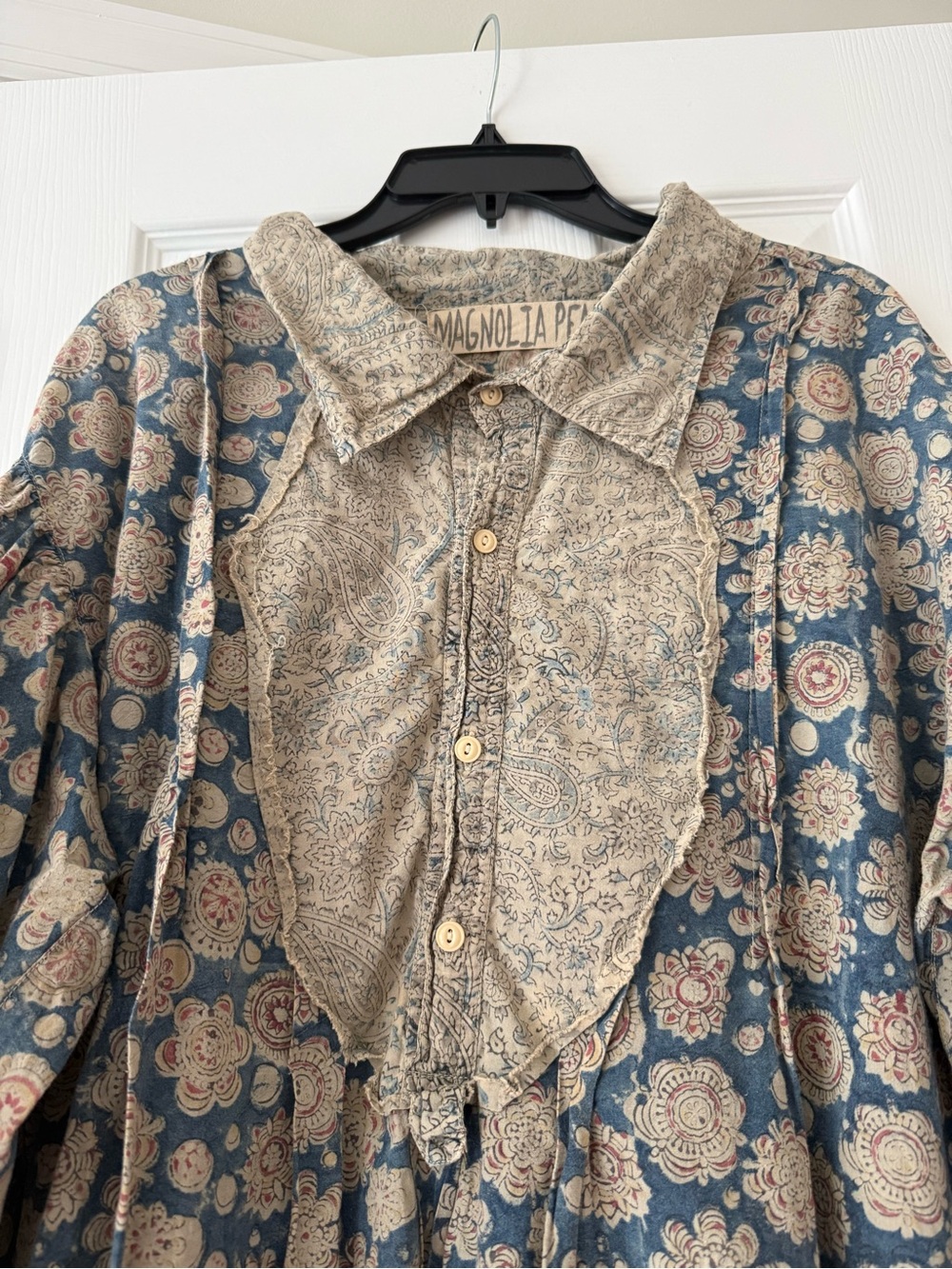 Magnolia Pearl Block Print Tora Shirt 1114 Rourke Oversized Button Neck - Picture 4 of 12